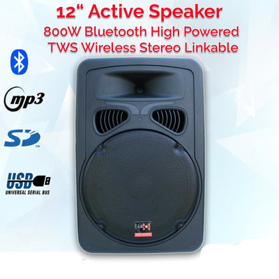 2800w Pro Audio Set with 2x12" Inch Active Speakers + 2x15" Subwoofer and Stand for Event DJ Party Disco Night