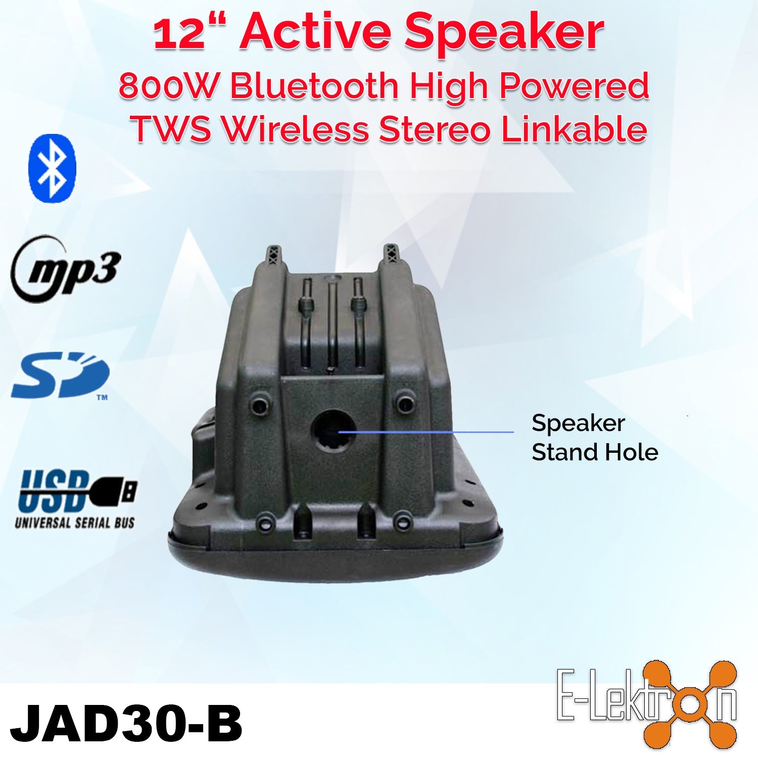 2200w Bluetooth Sound System with 2x12" Inch Active Speakers + 15" Active Subwoofer + Stands