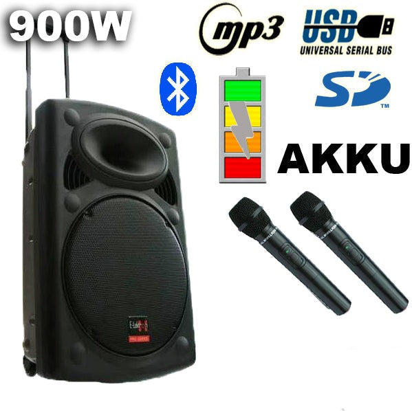 2x15" Inch 1800w Bluetooth Portable Active Speaker Set Sound System + 2 Microphones + Stands