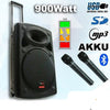 2x 15" Inch 1800w Bluetooth Portable Sound System + Active Speaker Battery Operate USB Record 2 Microphones