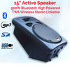 2x 15" Inch 1800w Bluetooth Portable Sound System + Active Speaker Battery Operate USB Record 2 Microphones