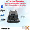 2x15" Inch Karaoke Set 1800w Powered Bluetooth TWS Speakers + 2 Tuneable UHF Wireless Microphones + Stands