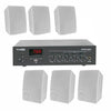 100v Mixer Amplifier Speaker Set with 6 White Weatherproof ELA Speakers