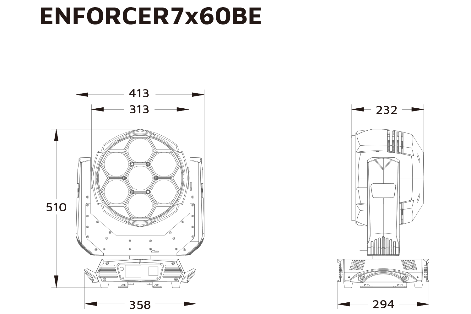 ENFORCER7X60BE - 7x 60 W Zoom Wash Moving Head with Pixel Control