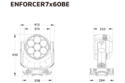 ENFORCER7X60BE - 7x 60 W Zoom Wash Moving Head with Pixel Control