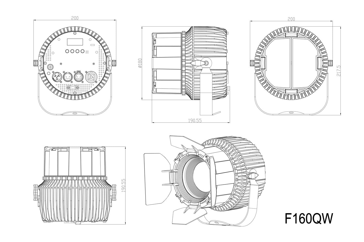 F160QW - Quad Colour Fresnel with Manual Zoom