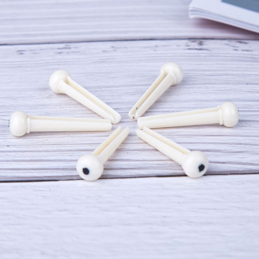 6 X Guitar Bridge Pins Plastic String End Peg Acoustic Guitar Ivoryguitar Black Colour