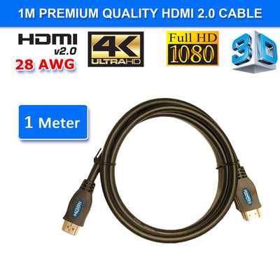 Hdmi 2.0 High Speed Cable 1m Gold Plated Connectors Ethernet Arc Hd 1080p 3d Cinema Plus 28awg 4k 60hz Hdcp