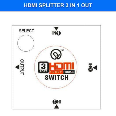 Hdmi Switch 3 in Port 1 Out Port Hdmi Switcher Supports Full Hd 1080p 3d Support 4k