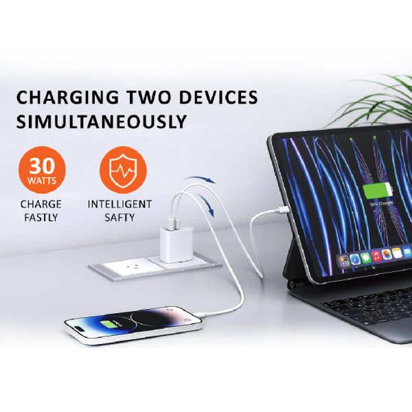 Sansai USB A+C WALL Charger- 30W HW-333D