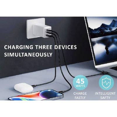 Sansai USB A+C+C WALL Charger- 45W HW-344E