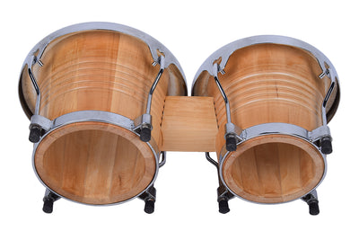 Bongo Drums Set Natural Hide and Timber Double 6.5 & 7.5 Inch