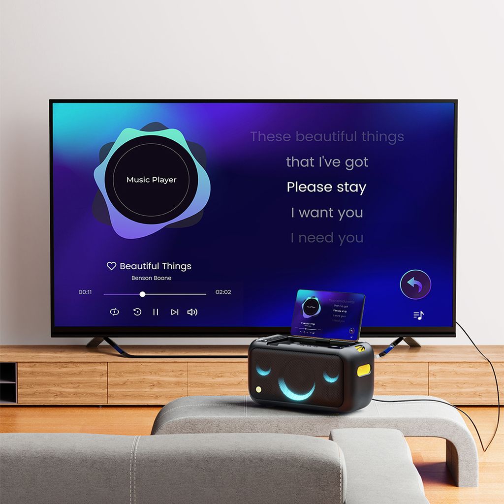 Ikarao Break X1 Portable 800W Karaoke Machine with 13.3” Lyrics Display