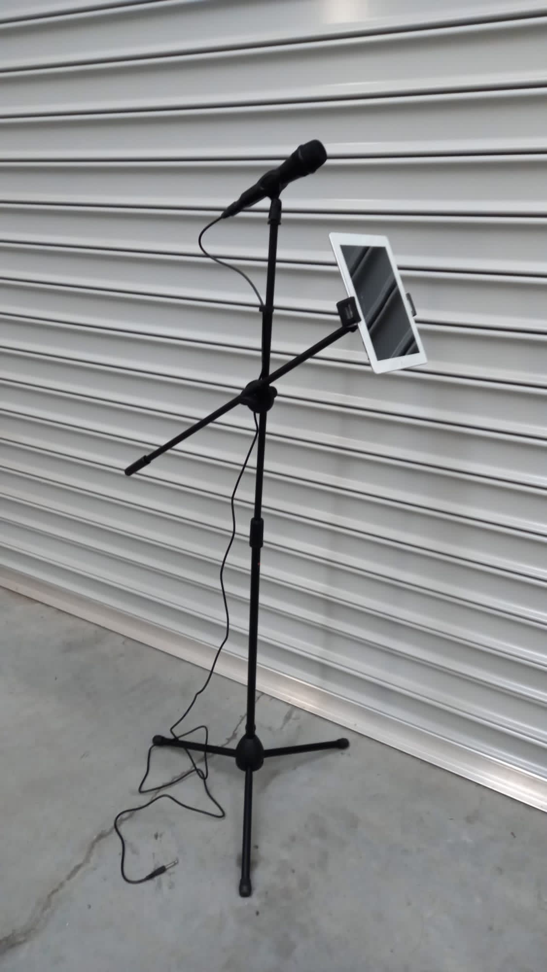 5 in 1 Karaoke Pack - Microphone + Mic Stand + 2 in 1 Tablet/Phone Holder + Clip + Cable Karaoke Combo