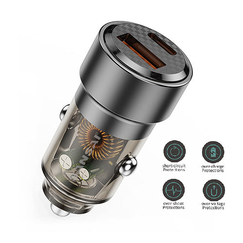 QC3.0 USB A+C Car Charger SANSAI IPH-708G