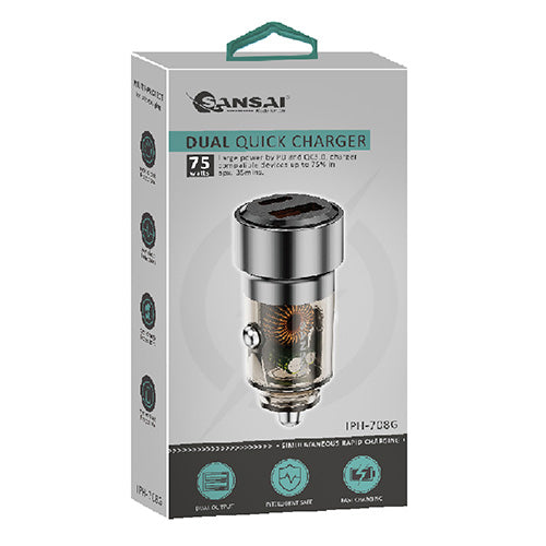 QC3.0 USB A+C Car Charger SANSAI IPH-708G