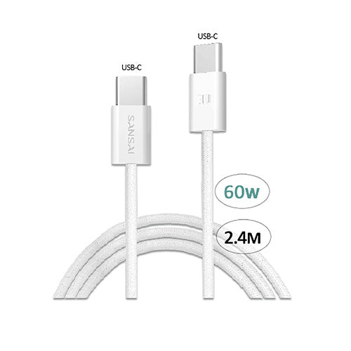 60W USB-C to USB-C Cable 2.4M SANSAI IPH-C803