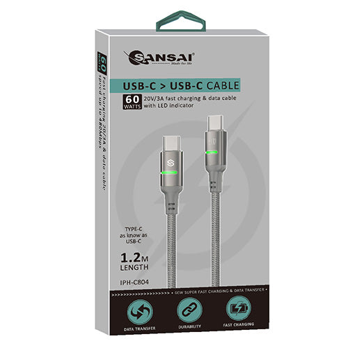 Soft LED Light USB C to USB C Cable SANSAI IPH-C804