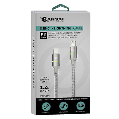 Sansai Soft LED Light USB C to Lightning Cable IPH-C806