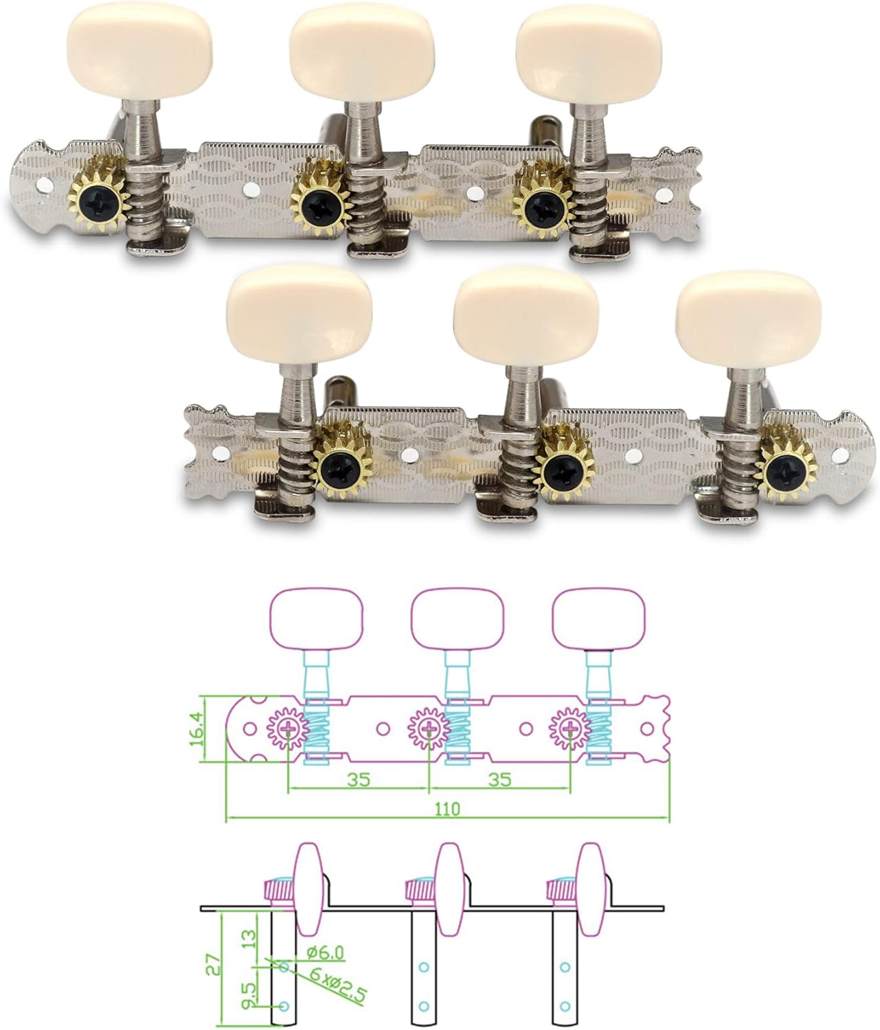 Solid Or Slotted Headstock Mount Acoustic Guitar String Tuning Pegs Machine Heads