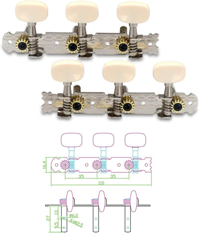 Solid Or Slotted Headstock Mount Acoustic Guitar String Tuning Pegs Machine Heads