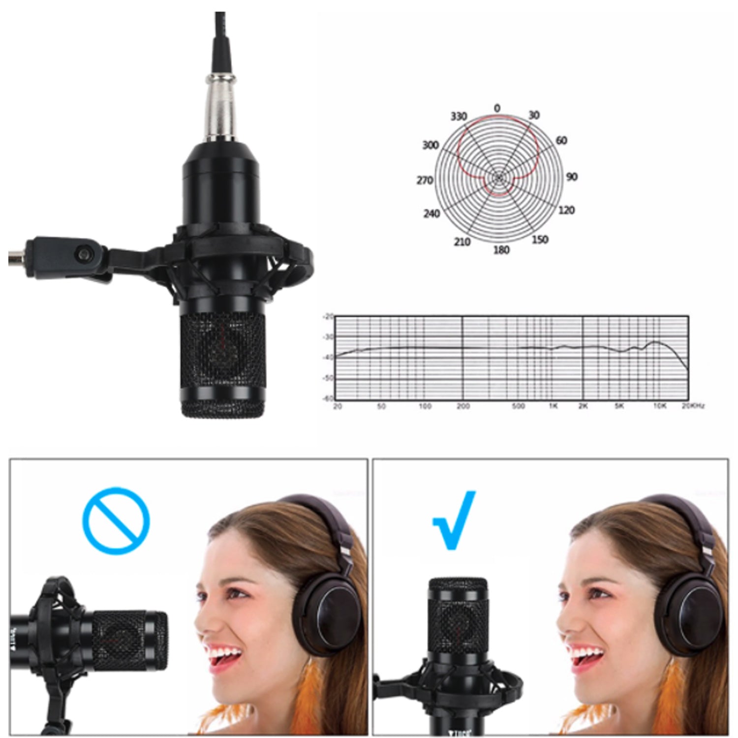 Podcast Usb Condenser Microphone with Pop Filter Stand and Sound Card