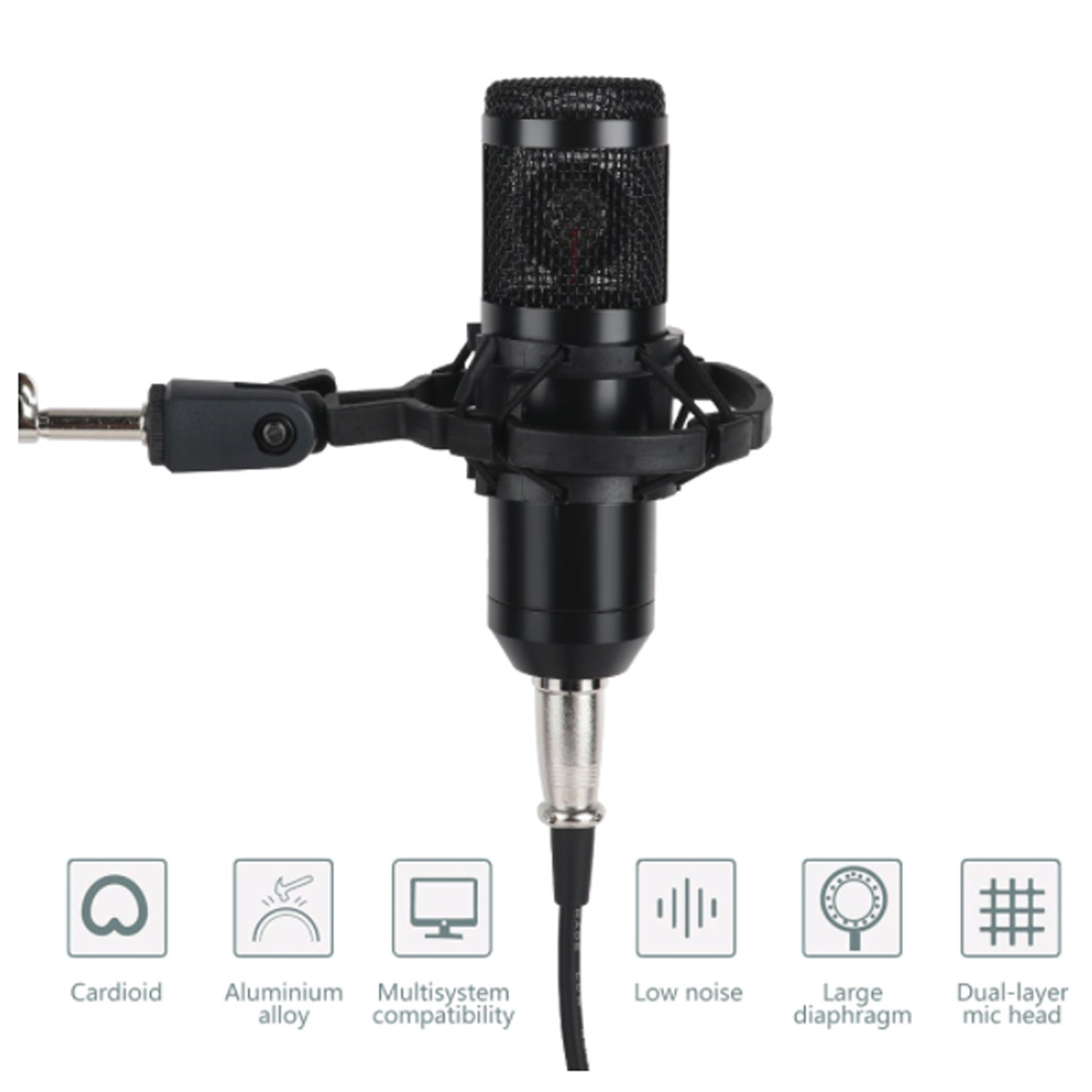 Podcast Usb Condenser Microphone with Pop Filter Stand and Sound Card