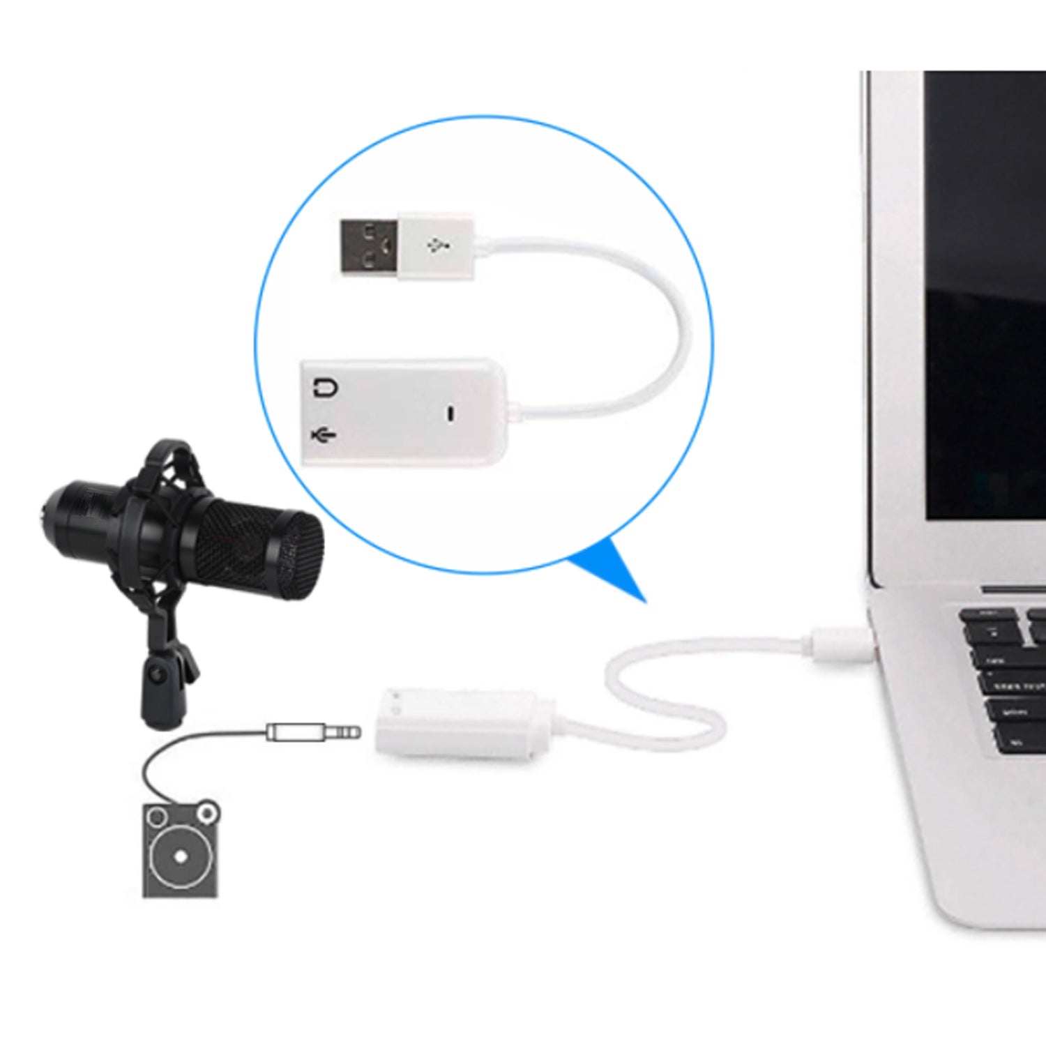 Podcast Usb Condenser Microphone with Pop Filter Stand and Sound Card