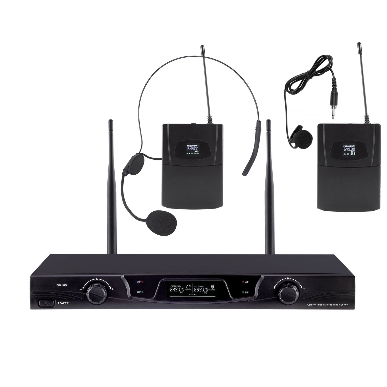 Dual Wireless Microphone System Choose Headset Handheld Lavalier Mic 2x Cordless System