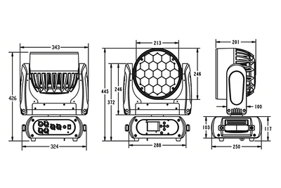 M19W15RGBW - 19x 15W RGBW LED Pixel Control Wash Zoom Head