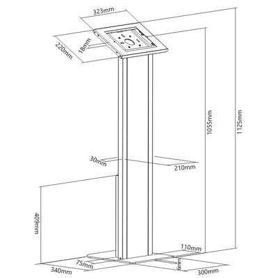 Brateck Anti-theft Freestanding Tablet Kiosk Stand 9.7”/10.2” Ipad, 10.5” Ipad Air/Ipad Pro, 10.1" Samsung Galaxy TAB A (2019)- White