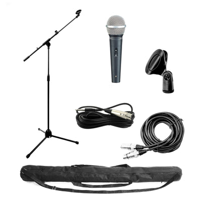 MICROPHONE PACKAGE with Mic XLR CABLE LEAD MIC STAND & Bag for KARAOKE VOCAL