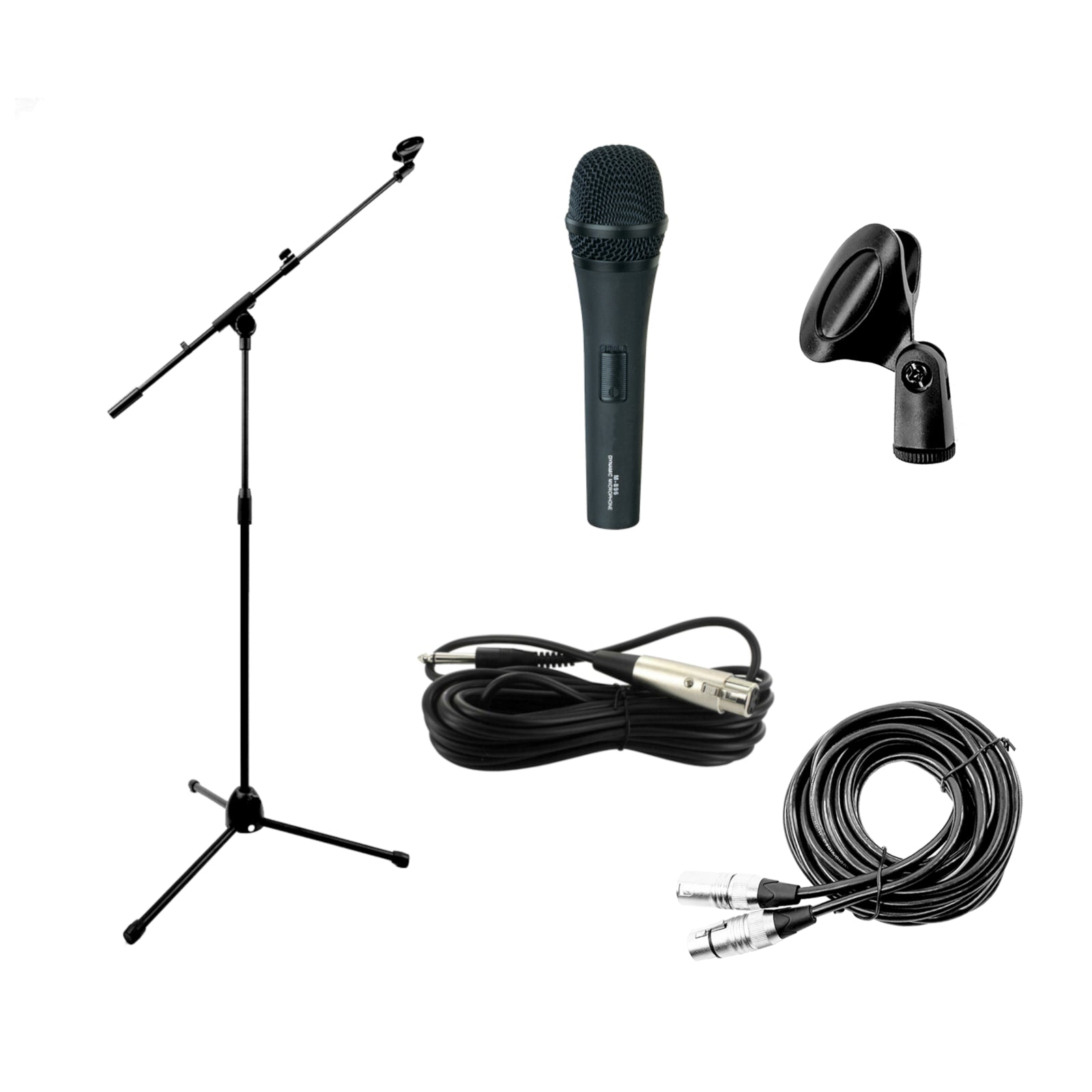 Microphone Package with Mic Stand and Cable for Karaoke DJ Vocal