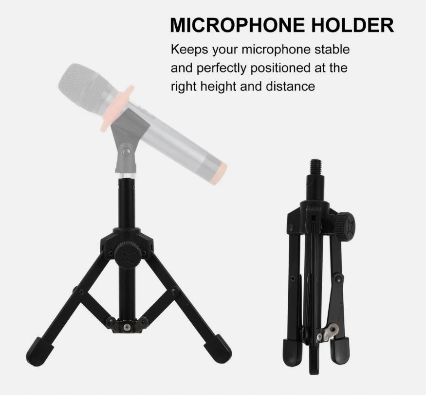 Mini Desktop Microphone Stand Robust Metal Foldable Design