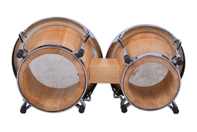 Bongo Drums Set Natural Hide and Timber Double 6.5 & 7.5 Inch