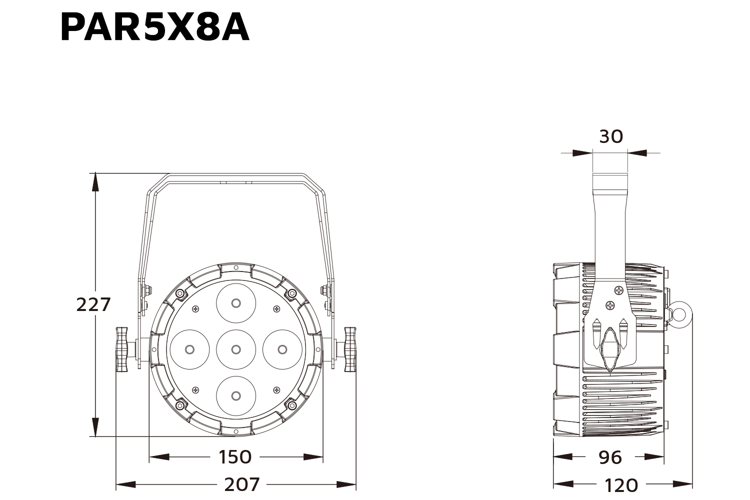 Event Lighting PAR5X8A - 5x 8 W RGBA Pro PAR