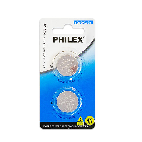 Philex CR2032 3V Lithium Button Cell 2BP Battery