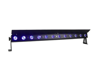 PIXBAR12H - 12 x 12W RGBWAU Pixel Control Bar with barndoor