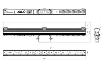 PIXBAR12VW - 12 x 6W CW/WW/A Pixel Control Bar with barndoor
