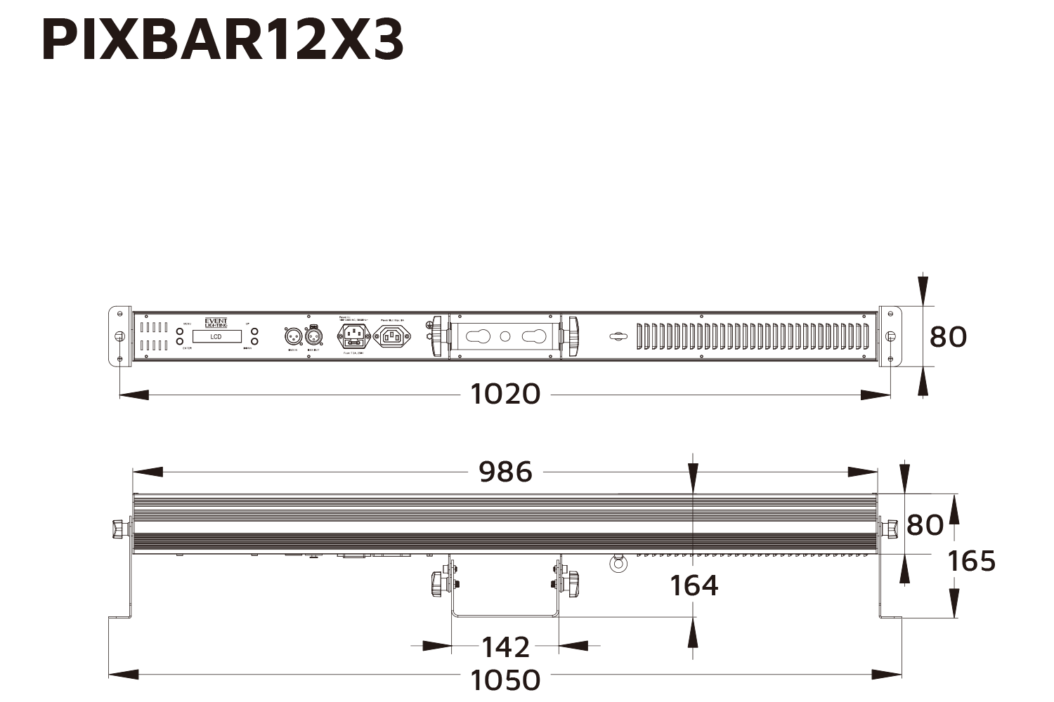 Event Lighting PIXBAR12X3 - 12x 3 W RGB Pixel Control Bar