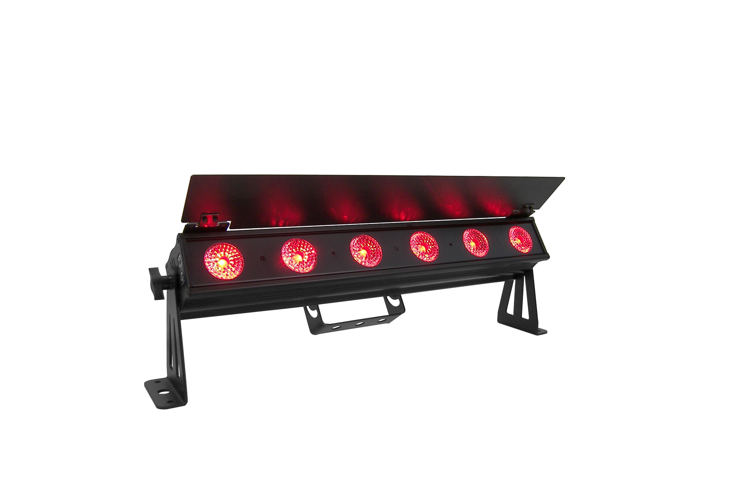 PIXBAR6H - 6 x 12W RGBWAU Pixel Control Bar with barndoor