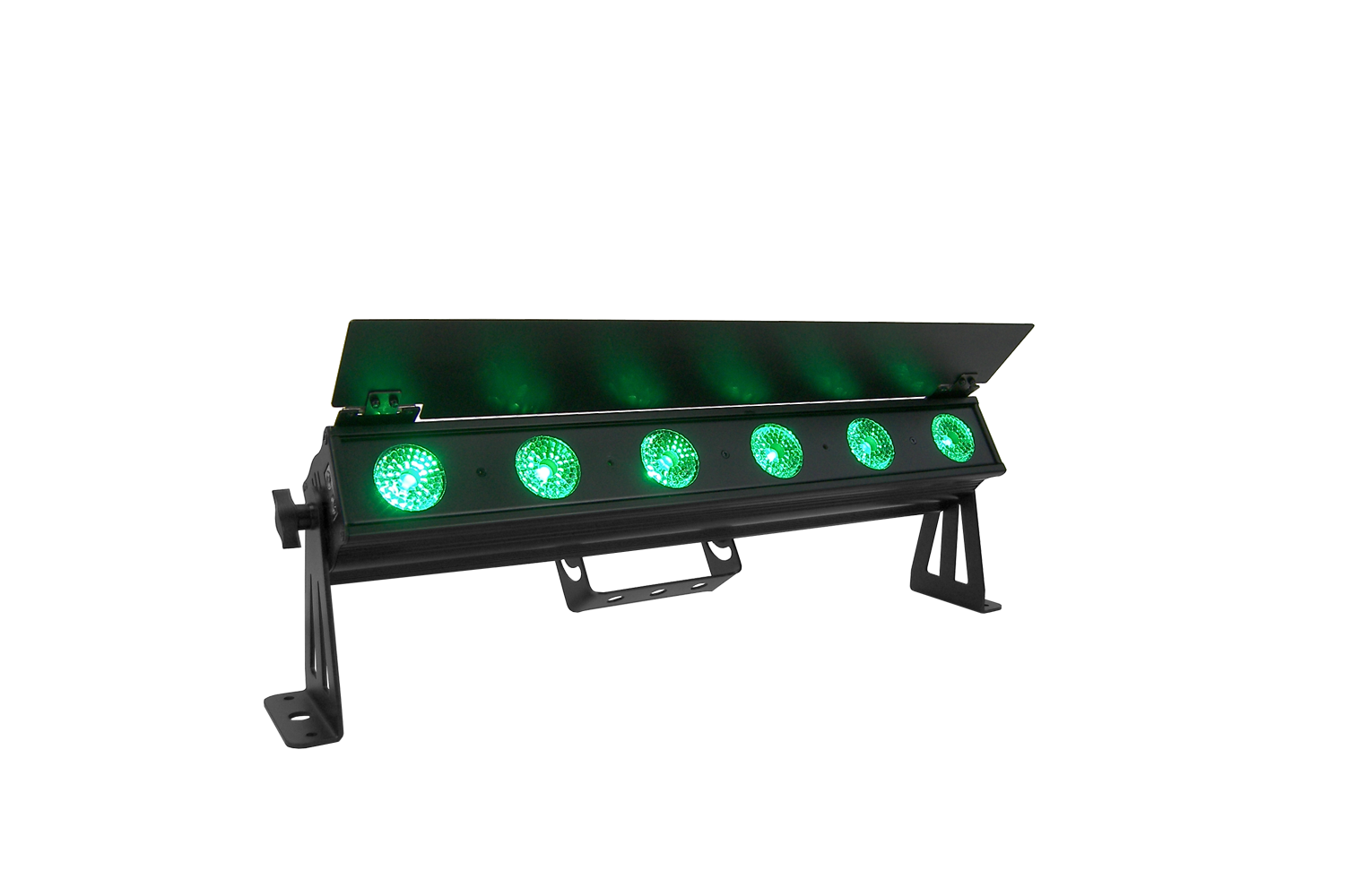 PIXBAR6H - 6 x 12W RGBWAU Pixel Control Bar with barndoor