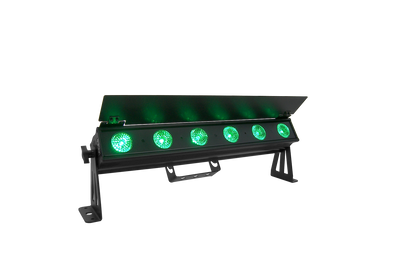 PIXBAR6H - 6 x 12W RGBWAU Pixel Control Bar with barndoor