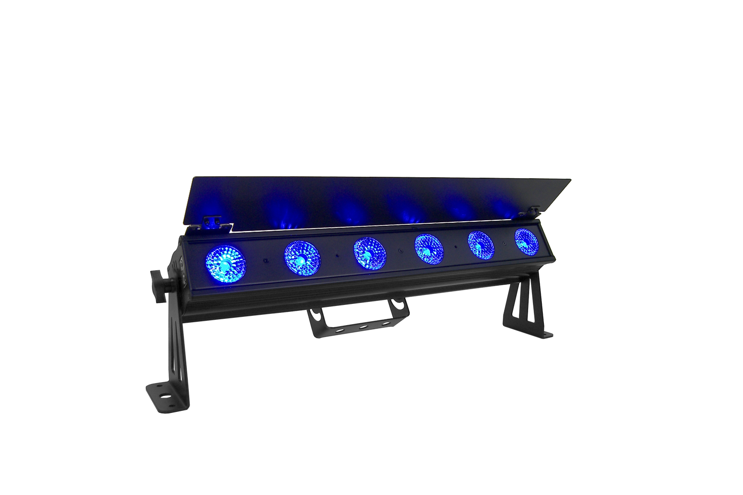 PIXBAR6H - 6 x 12W RGBWAU Pixel Control Bar with barndoor