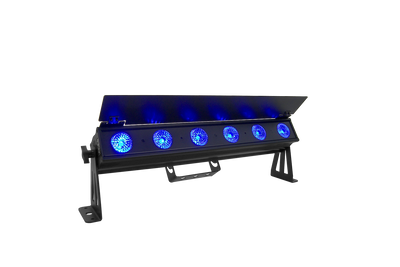 PIXBAR6H - 6 x 12W RGBWAU Pixel Control Bar with barndoor