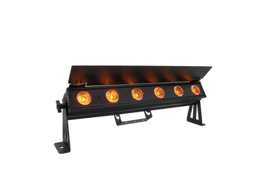 PIXBAR6H - 6 x 12W RGBWAU Pixel Control Bar with barndoor