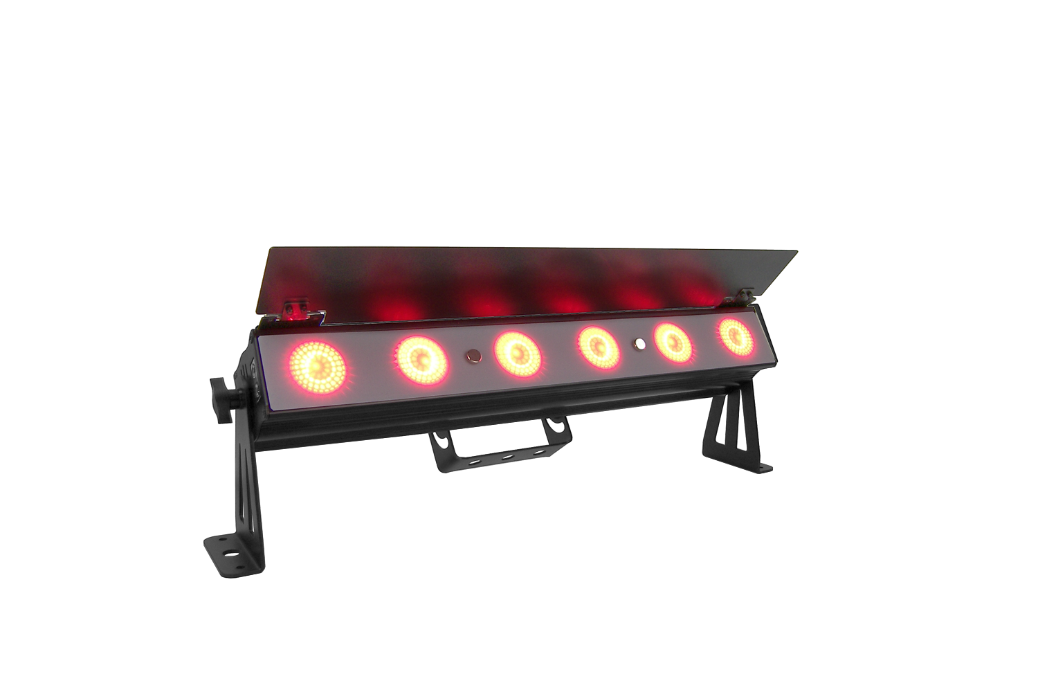 PIXBAR6H - 6 x 12W RGBWAU Pixel Control Bar with barndoor
