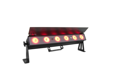 PIXBAR6H - 6 x 12W RGBWAU Pixel Control Bar with barndoor