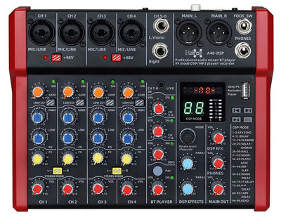 Studio Audio Mixer 8-Channel  with Bluetooth USB Play Audio interface