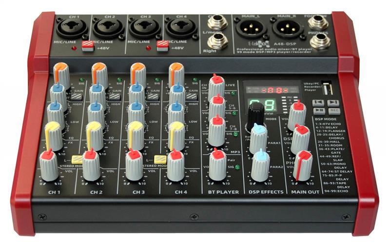 Studio Audio Mixer 8-Channel  with Bluetooth USB Play Audio interface